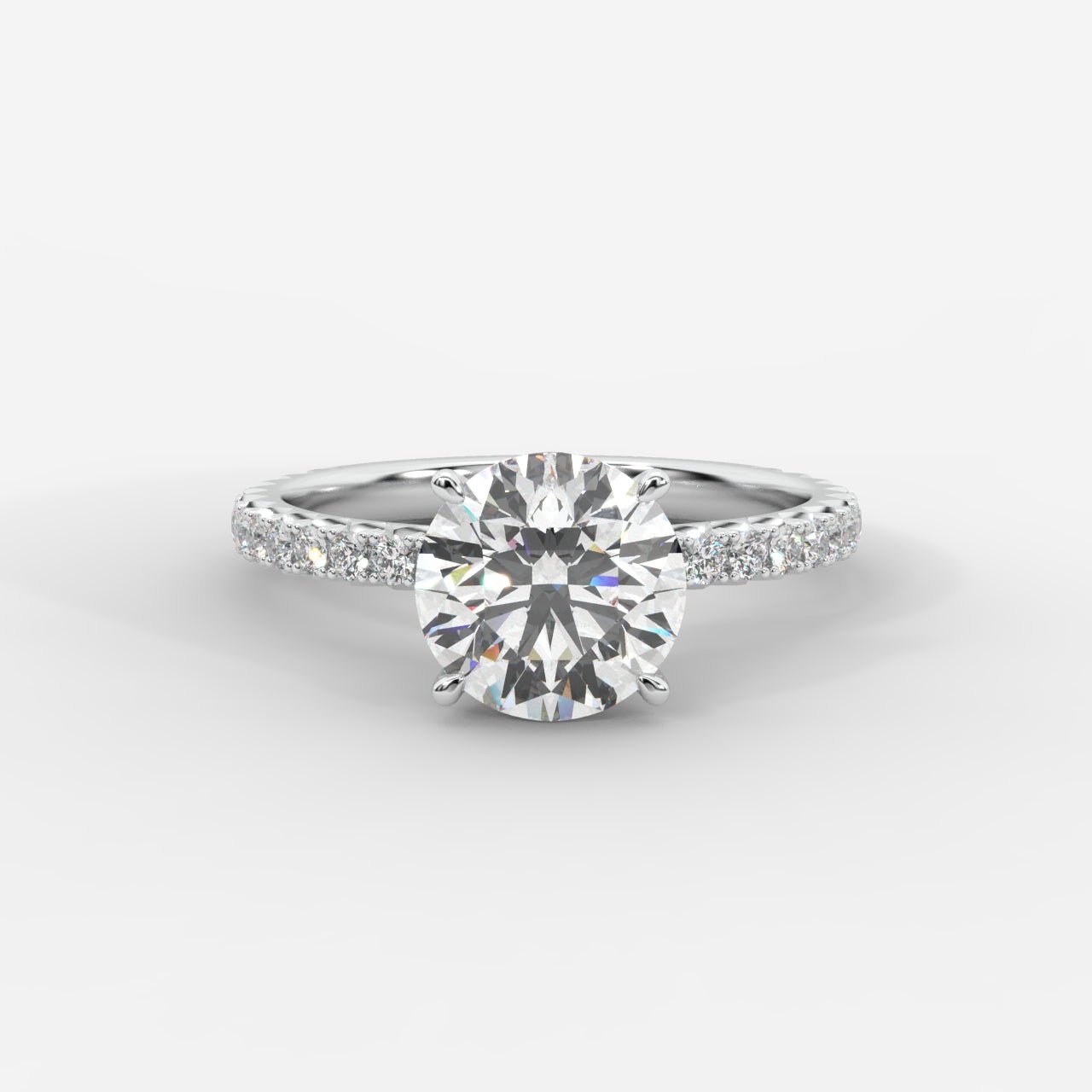 Charlotte Hidden Halo Ring with Pavé Band - Round - AYKA JEWELS