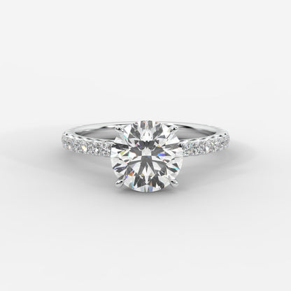 Charlotte Hidden Halo Ring with Pavé Band - Round - AYKA JEWELS