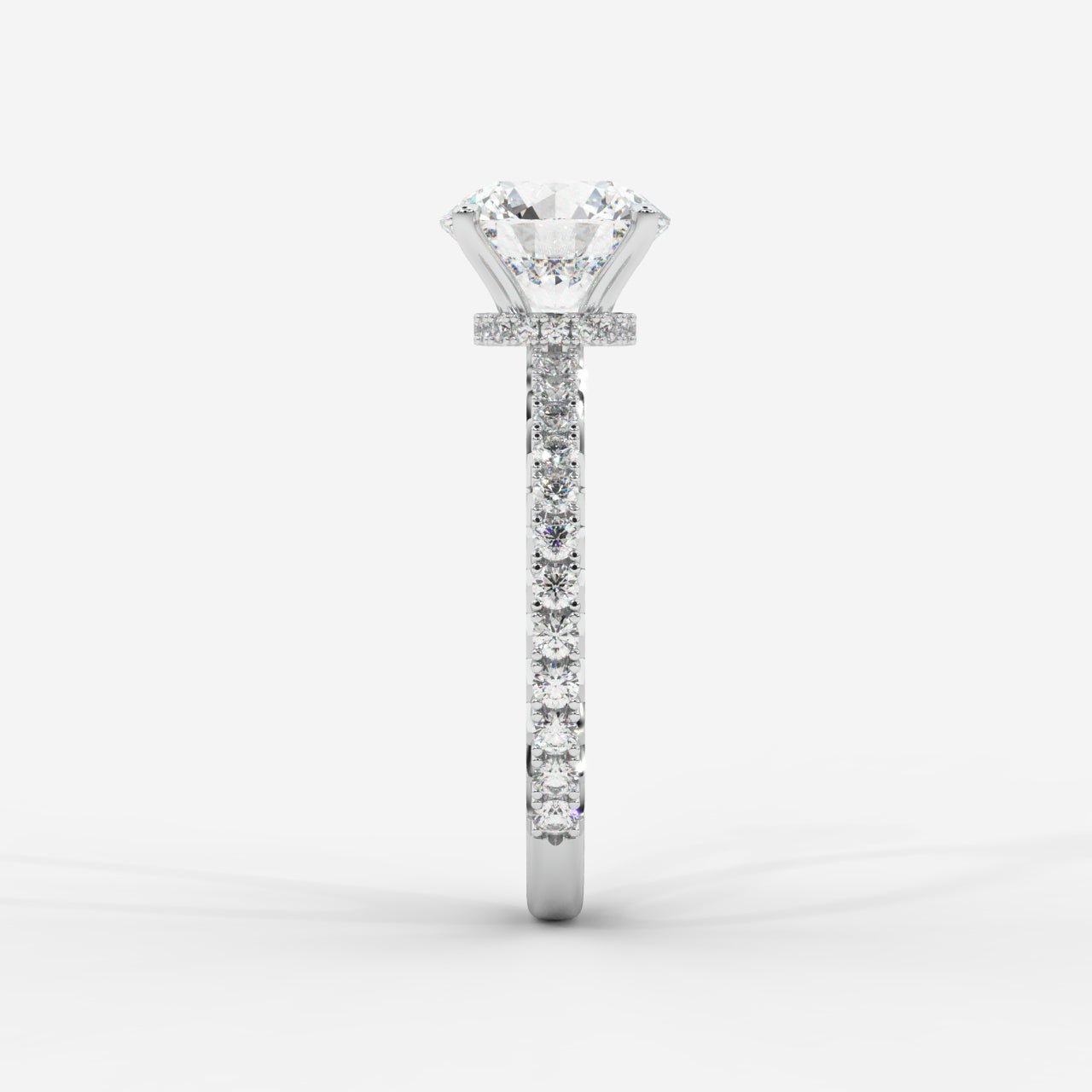 Charlotte Hidden Halo Ring with Pavé Band - Round - AYKA JEWELS