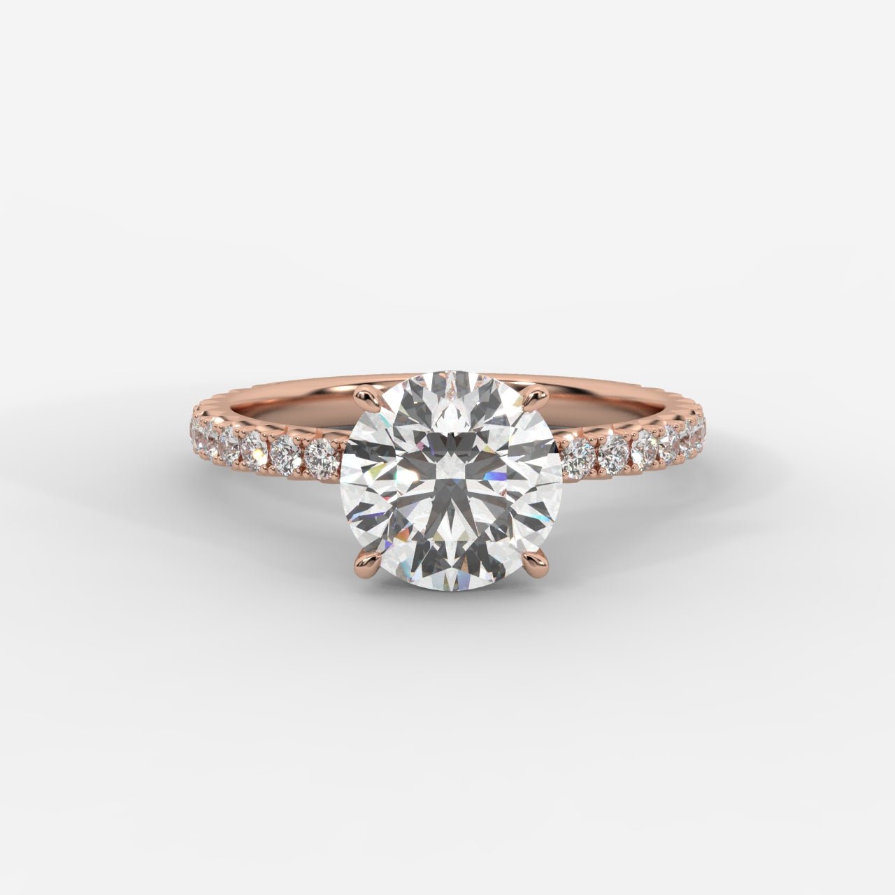 Charlotte Hidden Halo Ring with Pavé Band - Round - AYKA JEWELS