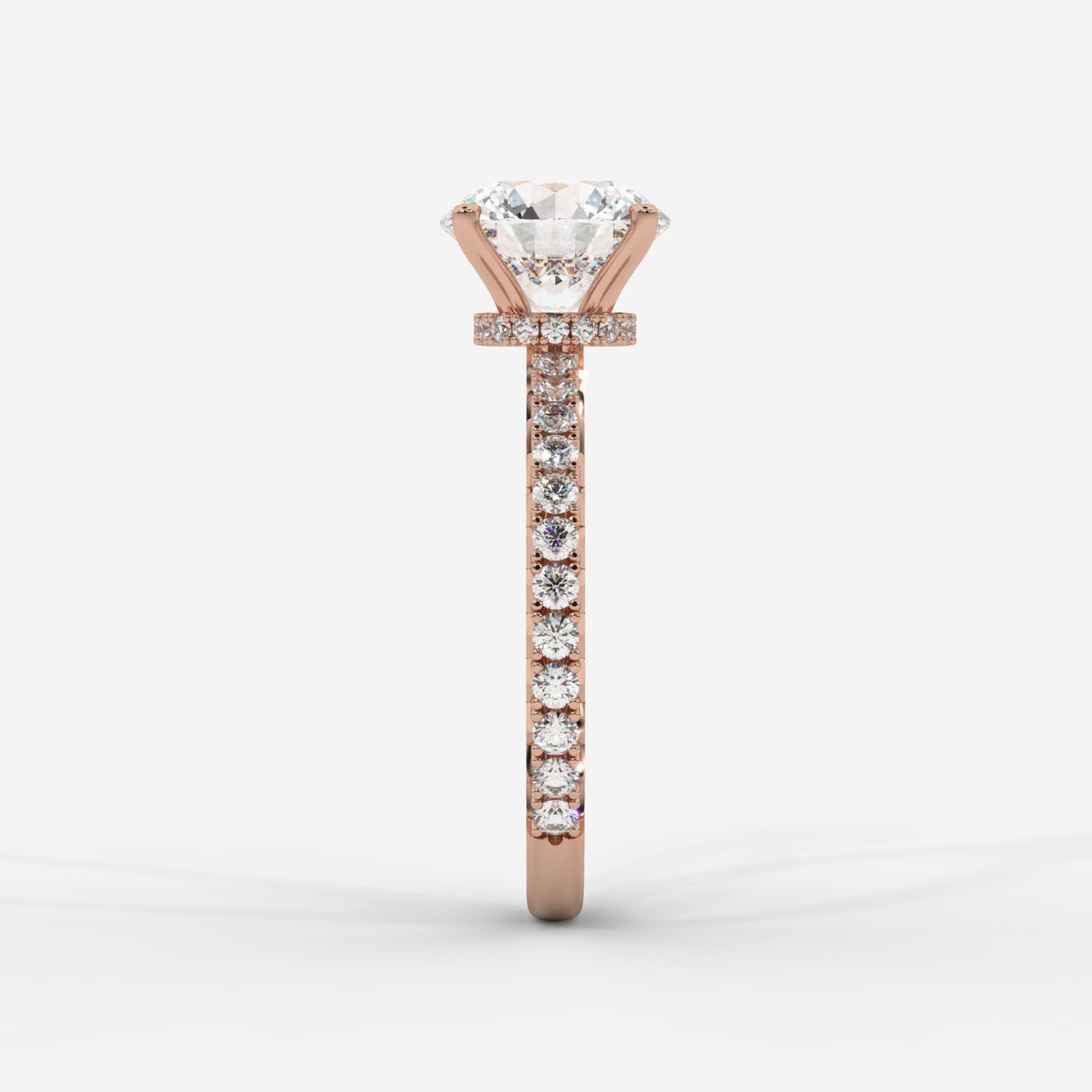 Charlotte Hidden Halo Ring with Pavé Band - Round - AYKA JEWELS