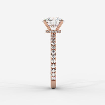 Charlotte Hidden Halo Ring with Pavé Band - Round - AYKA JEWELS