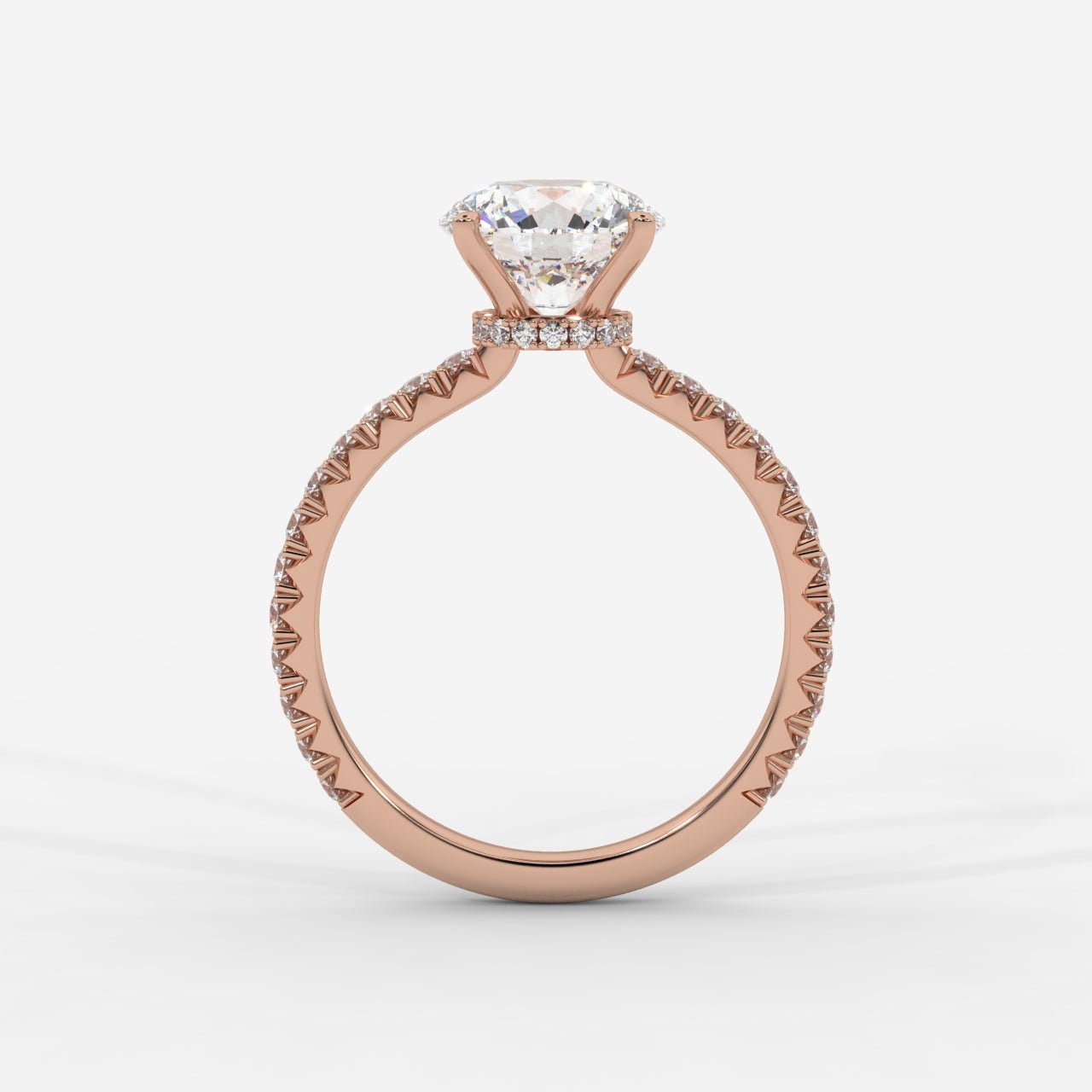Charlotte Hidden Halo Ring with Pavé Band - Round - AYKA JEWELS