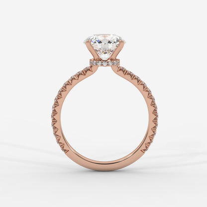 Charlotte Hidden Halo Ring with Pavé Band - Round - AYKA JEWELS