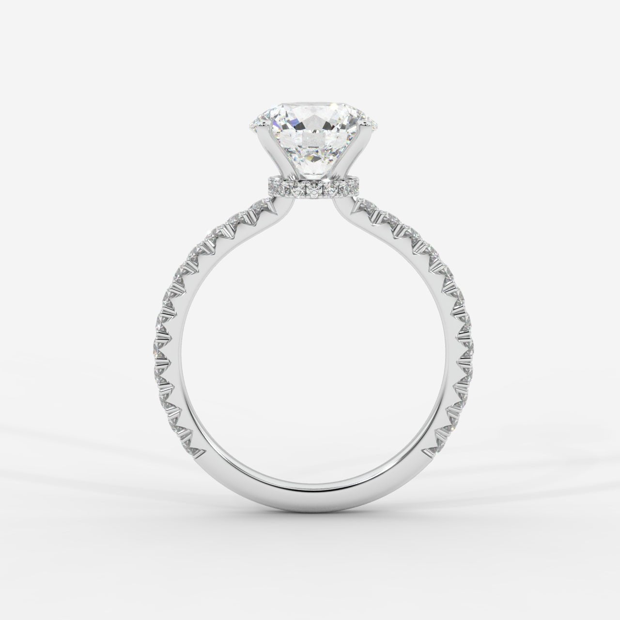 Charlotte Hidden Halo Ring with Pavé Band - Round - AYKA JEWELS