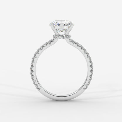 Charlotte Hidden Halo Ring with Pavé Band - Round - AYKA JEWELS