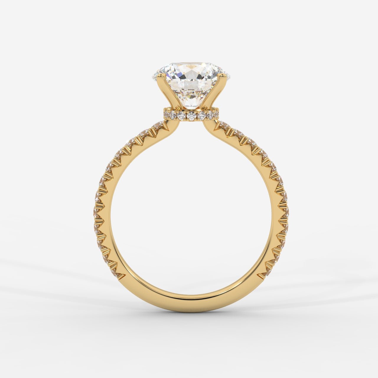 Charlotte Hidden Halo Ring with Pavé Band - Round - AYKA JEWELS