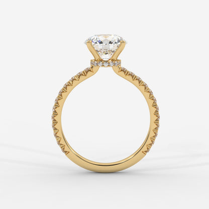 Charlotte Hidden Halo Ring with Pavé Band - Round - AYKA JEWELS