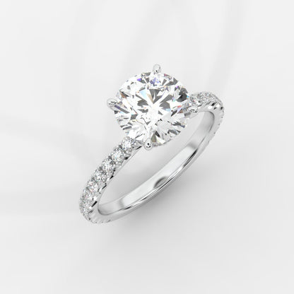 Charlotte Hidden Halo Ring with Pavé Band - Round - AYKA JEWELS