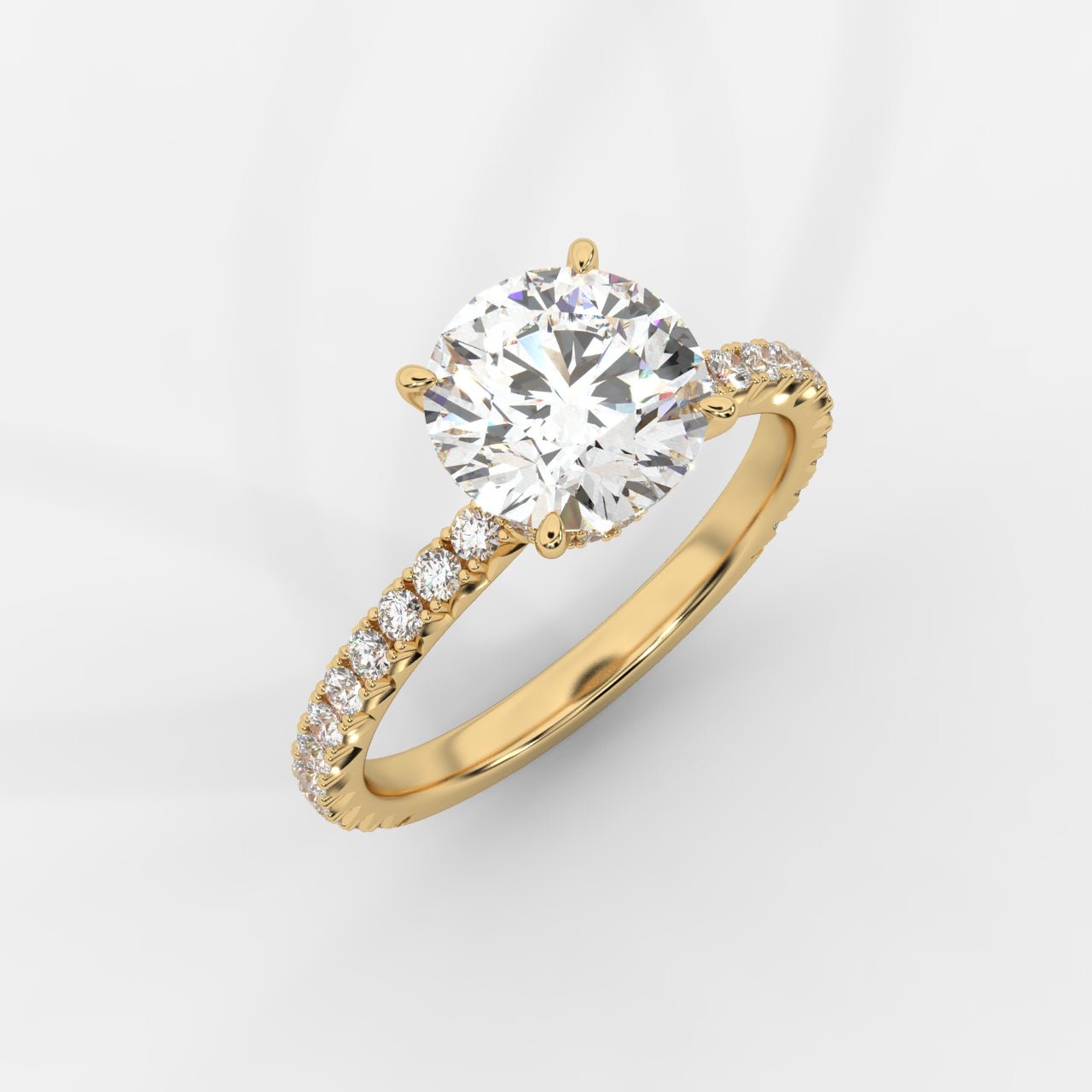 Charlotte Hidden Halo Ring with Pavé Band - Round - AYKA JEWELS