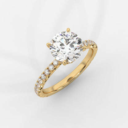 Charlotte Hidden Halo Ring with Pavé Band - Round - AYKA JEWELS