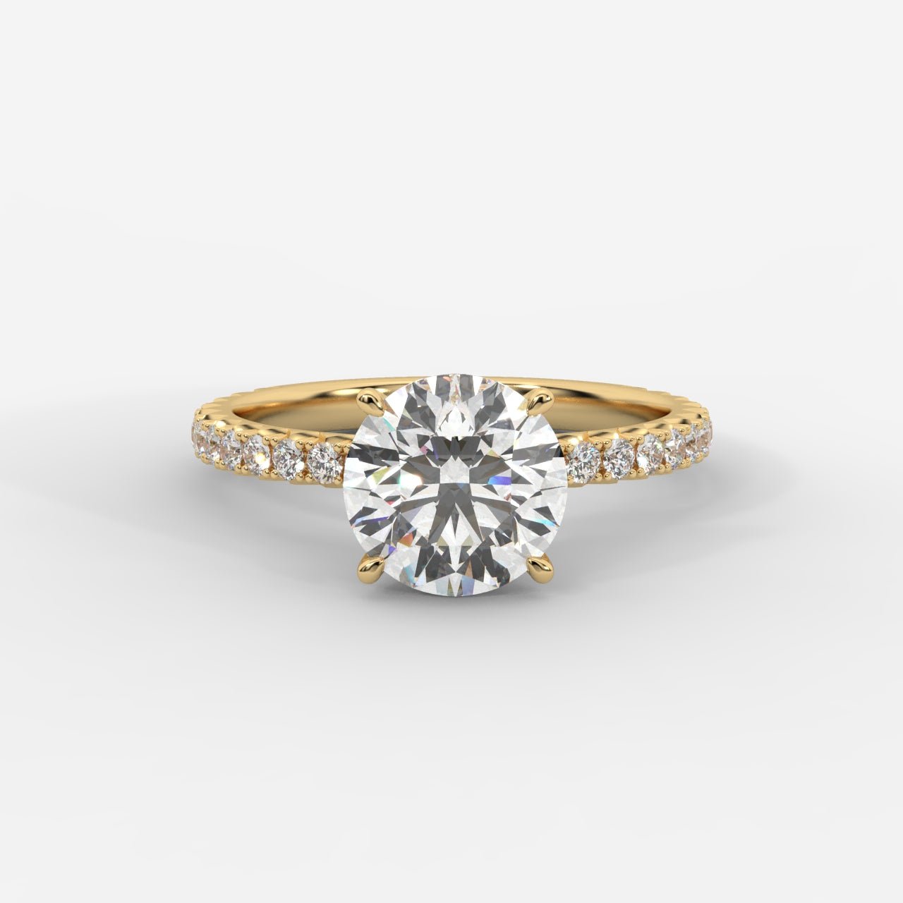 Charlotte Hidden Halo Ring with Pavé Band - Round - AYKA JEWELS