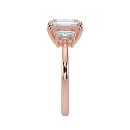 Colette Three Stone Diamond Engagement Ring - Emerald - AYKA JEWELS