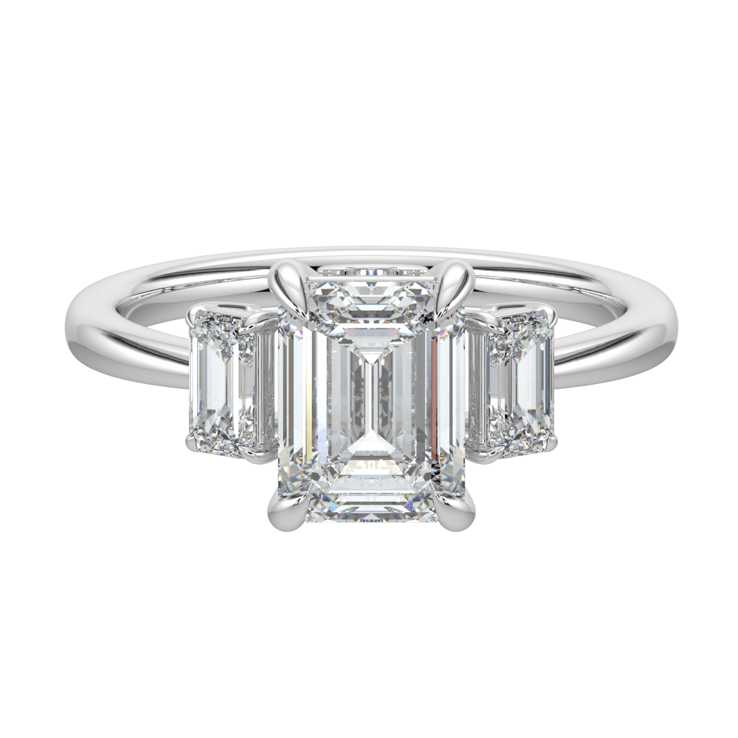 Colette Three Stone Diamond Engagement Ring - Emerald - AYKA JEWELS