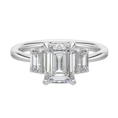 Colette Three Stone Diamond Engagement Ring - Emerald - AYKA JEWELS