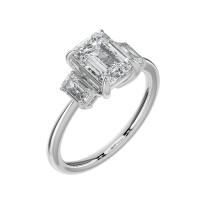 Colette Three Stone Diamond Engagement Ring - Emerald - AYKA JEWELS