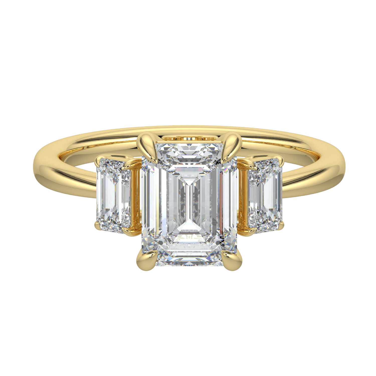 Colette Three Stone Diamond Engagement Ring - Emerald - AYKA JEWELS