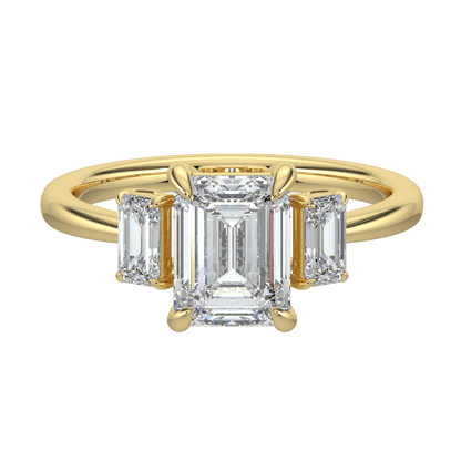 Colette Three Stone Diamond Engagement Ring - Emerald - AYKA JEWELS