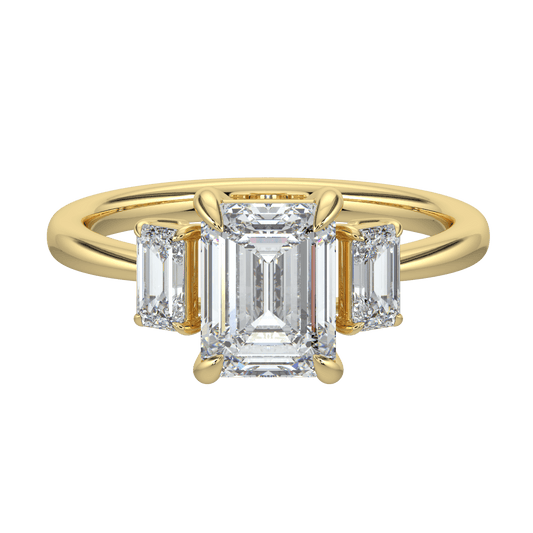 Colette Three Stone Diamond Engagement Ring - Emerald - AYKA JEWELS