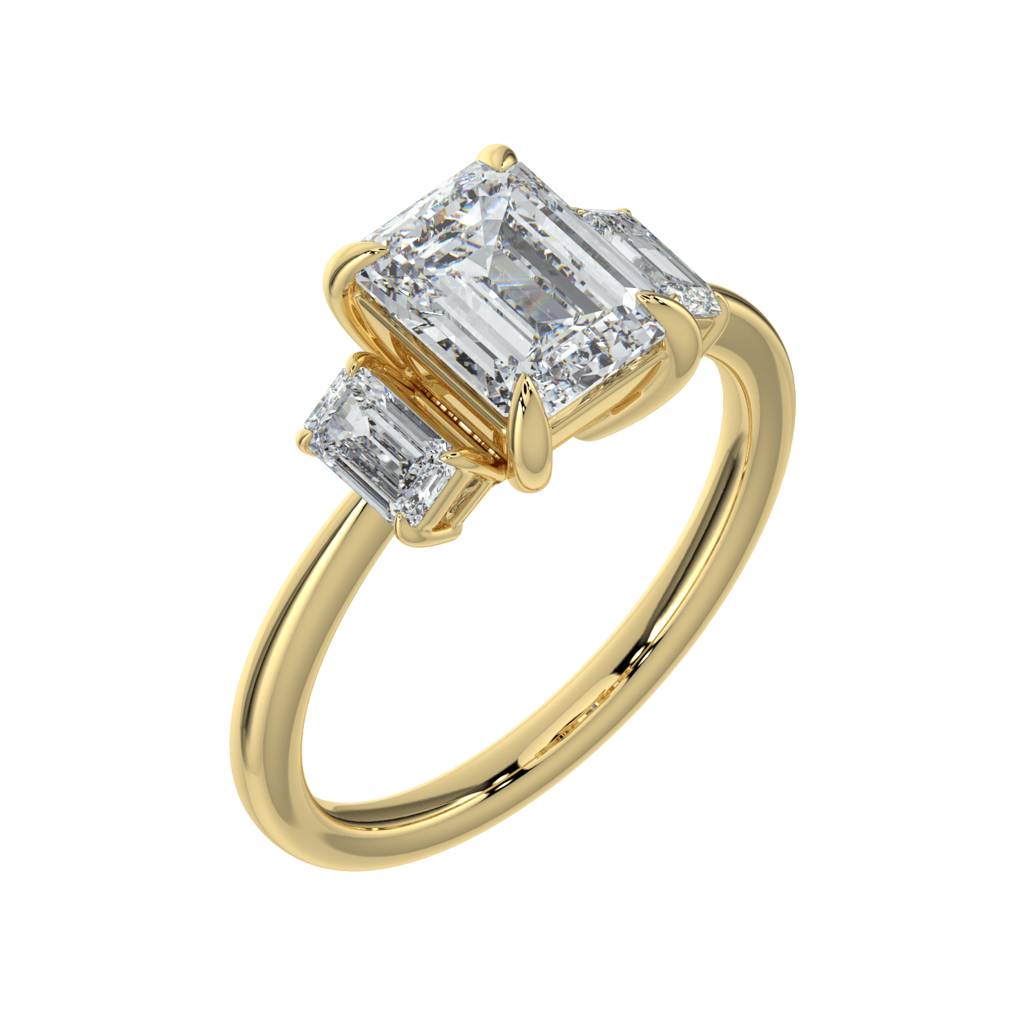 Colette Three Stone Diamond Engagement Ring - Emerald - AYKA JEWELS