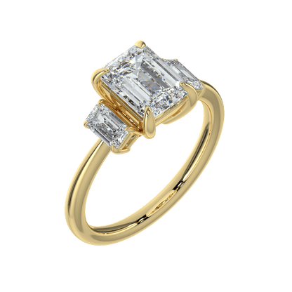 Colette Three Stone Diamond Engagement Ring - Emerald - AYKA JEWELS