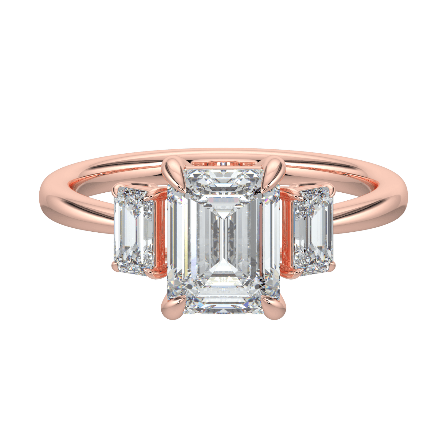 Colette Three Stone Diamond Engagement Ring - Emerald - AYKA JEWELS