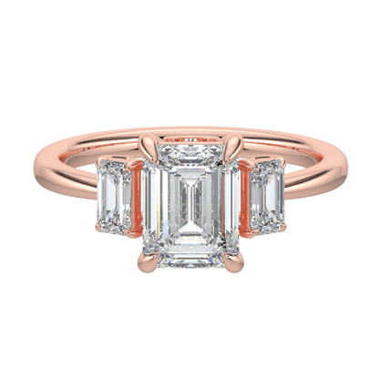 Colette Three Stone Diamond Engagement Ring - Emerald - AYKA JEWELS