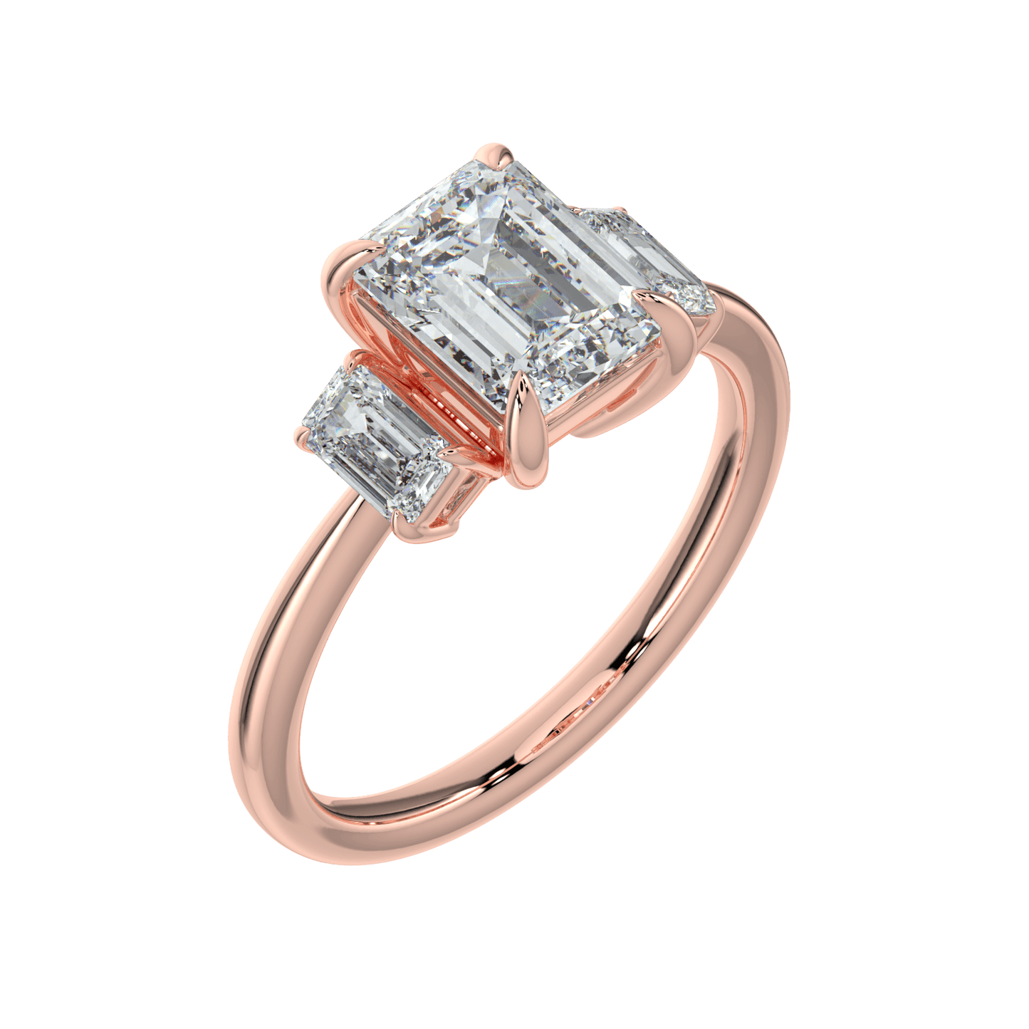 Colette Three Stone Diamond Engagement Ring - Emerald - AYKA JEWELS