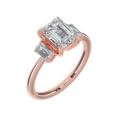 Colette Three Stone Diamond Engagement Ring - Emerald - AYKA JEWELS