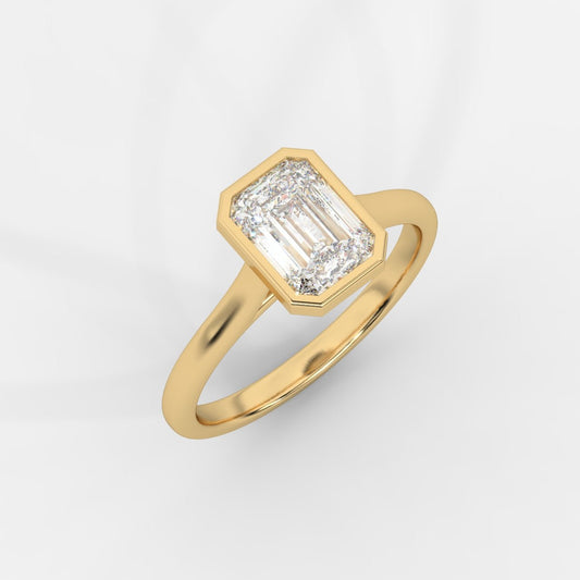 Eden Bezel Solitaire Ring - Emerald - AYKA JEWELS