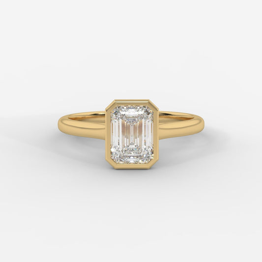 Eden Bezel Solitaire Ring - Emerald - AYKA JEWELS