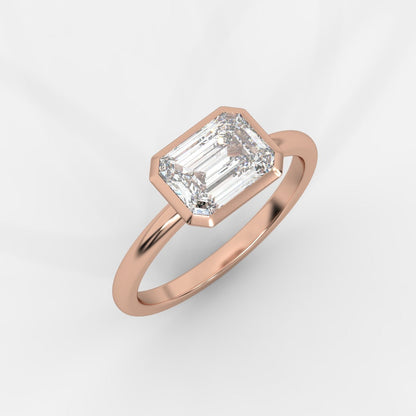 Eden East - West Bezel Solitaire Ring - Emerald - AYKA JEWELS