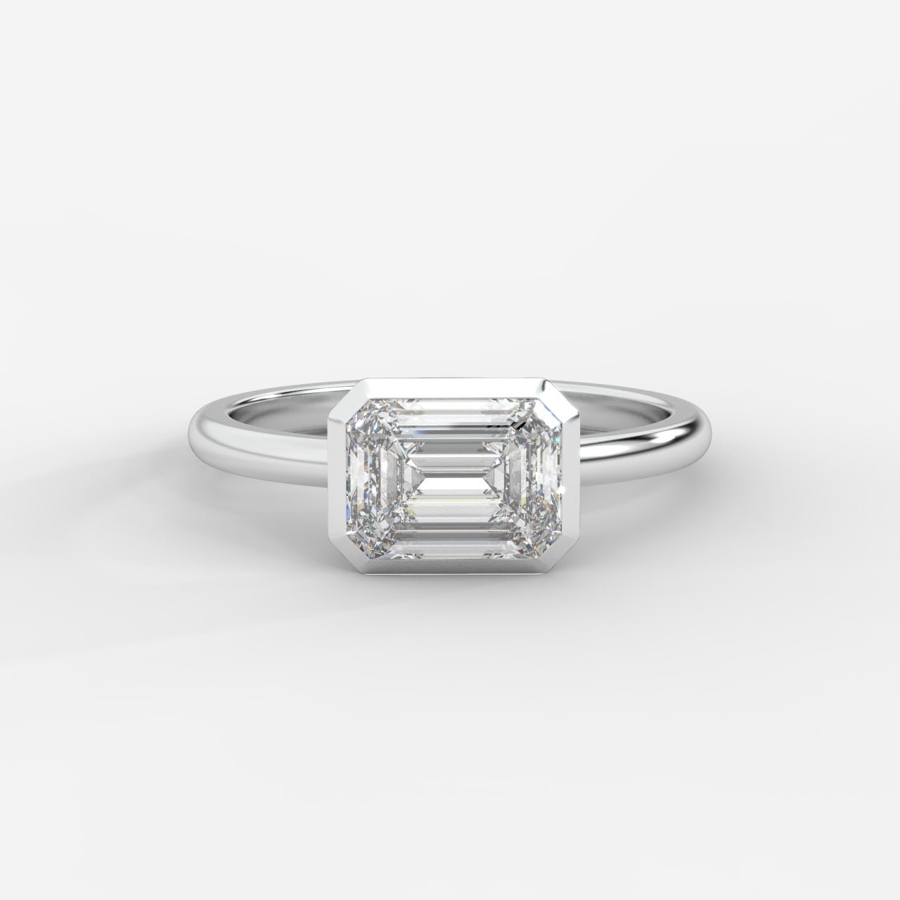 Eden East - West Bezel Solitaire Ring - Emerald - AYKA JEWELS