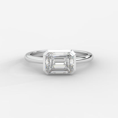 Eden East - West Bezel Solitaire Ring - Emerald - AYKA JEWELS