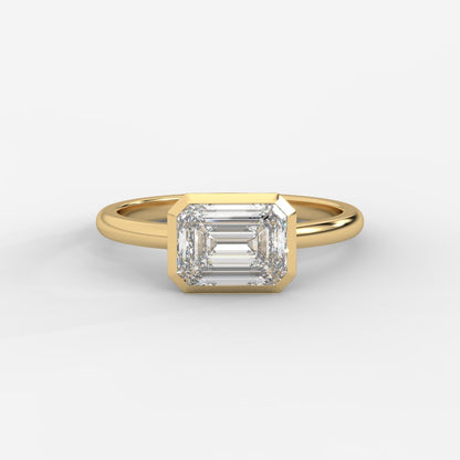 Eden East - West Bezel Solitaire Ring - Emerald - AYKA JEWELS