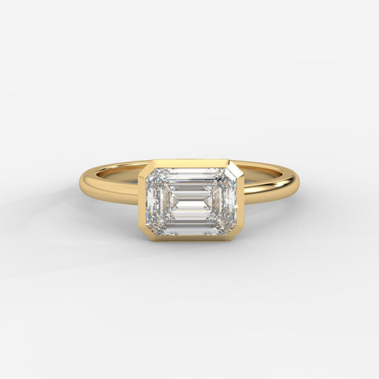 Eden East - West Bezel Solitaire Ring - Emerald - AYKA JEWELS