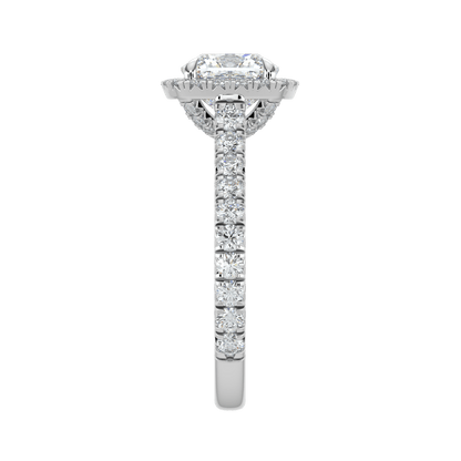 Eleanor Diamond Halo Ring with Pavé Band - Cushion - AYKA JEWELS