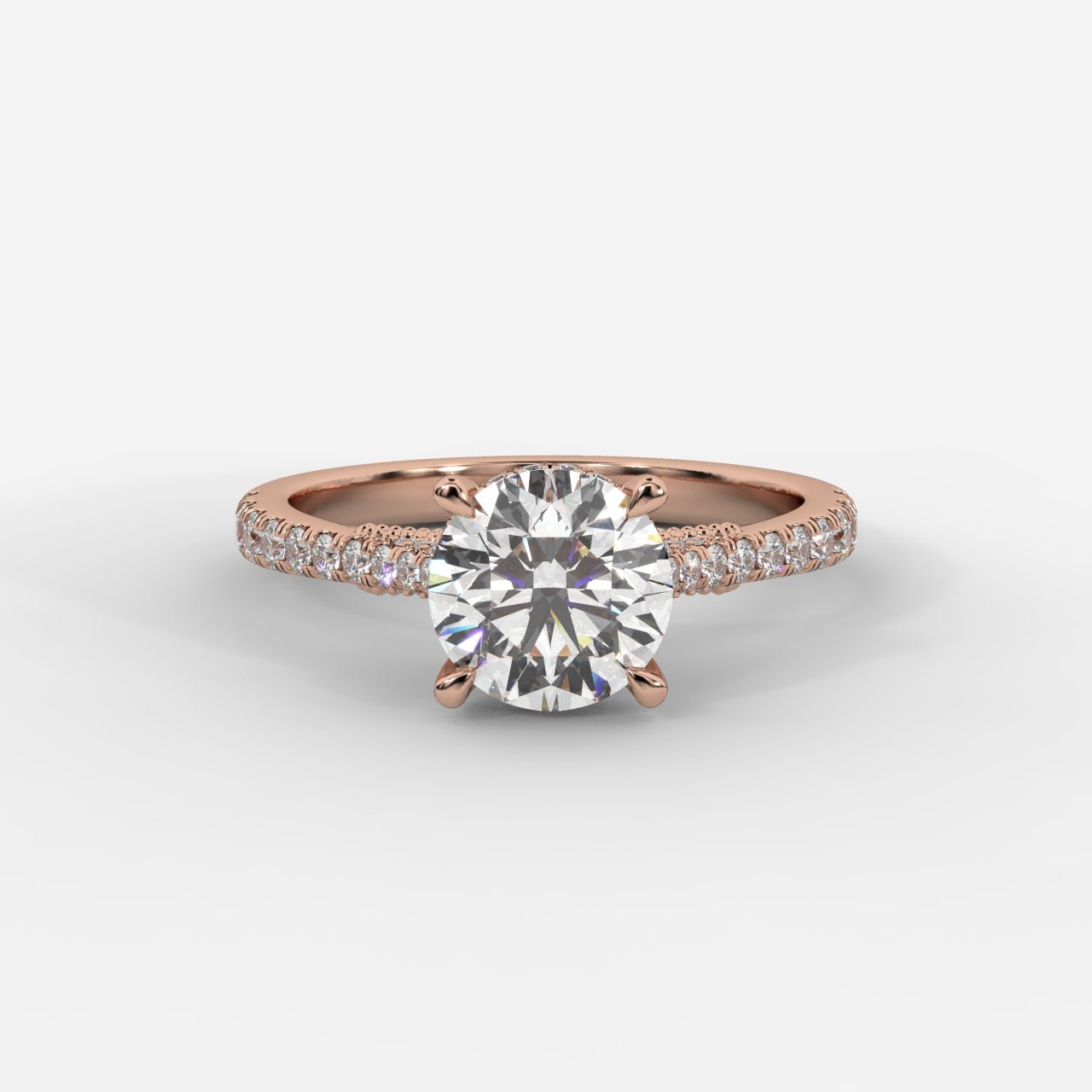 Elena Cathedral Hidden Halo Ring - Round - AYKA JEWELS