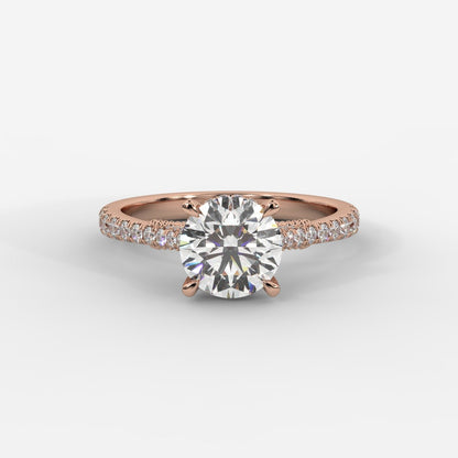 Elena Cathedral Hidden Halo Ring - Round - AYKA JEWELS