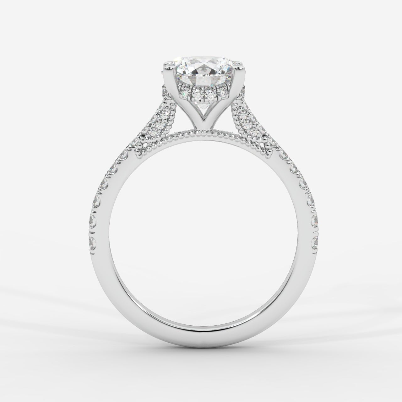 Elena Cathedral Hidden Halo Ring - Round - AYKA JEWELS