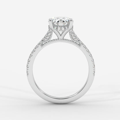 Elena Cathedral Hidden Halo Ring - Round - AYKA JEWELS