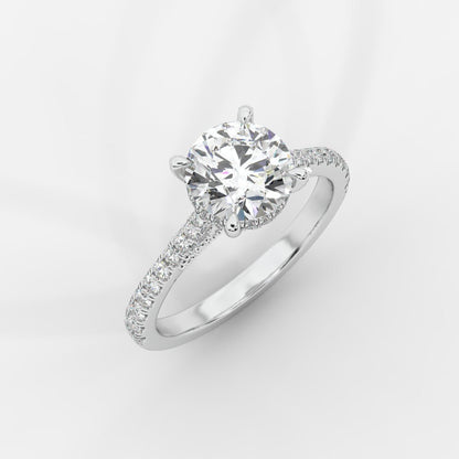 Elena Cathedral Hidden Halo Ring - Round - AYKA JEWELS