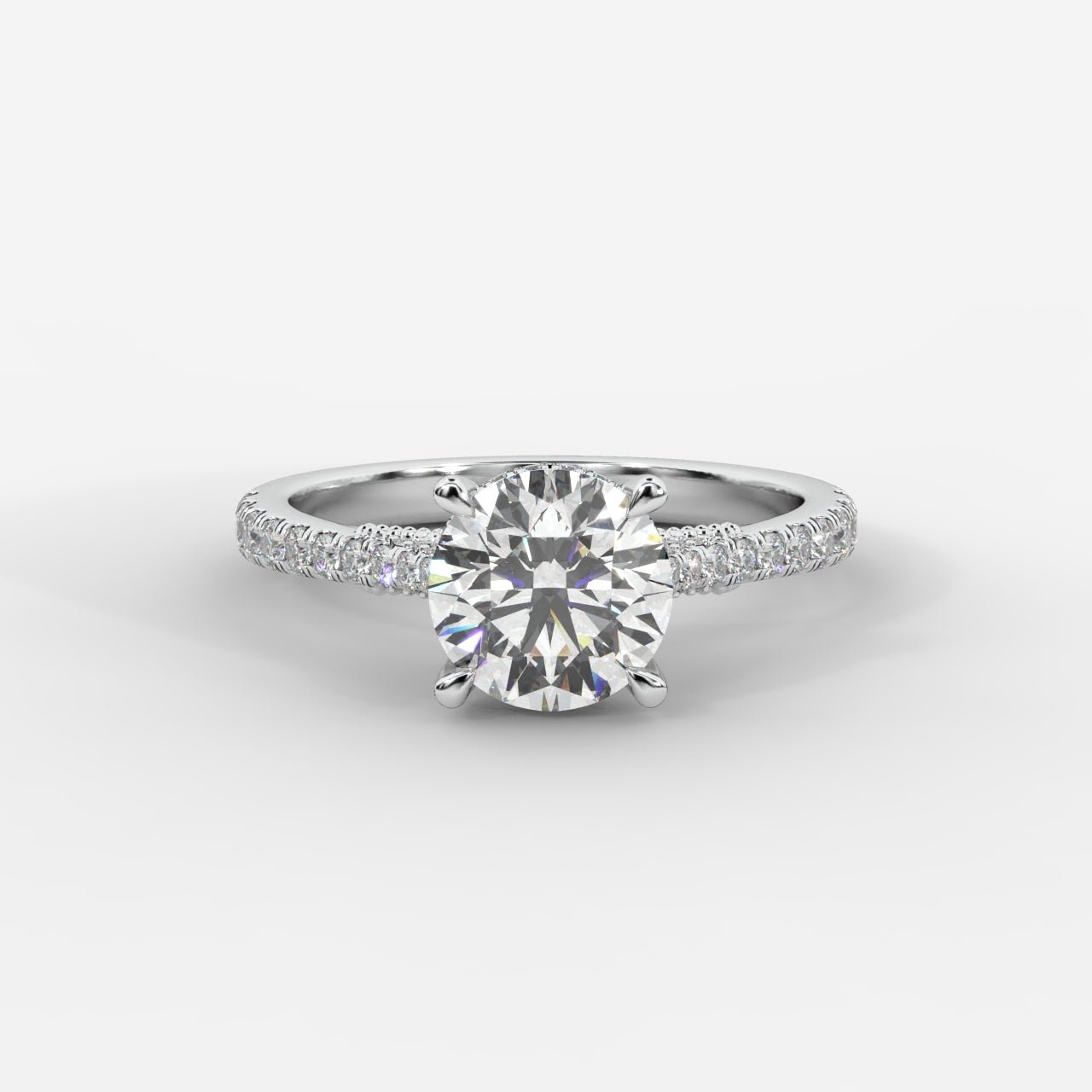 Elena Cathedral Hidden Halo Ring - Round - AYKA JEWELS