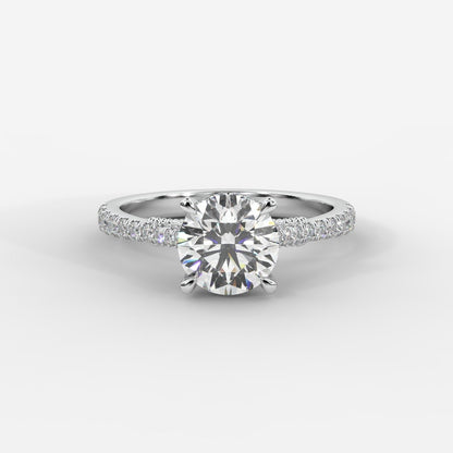 Elena Cathedral Hidden Halo Ring - Round - AYKA JEWELS