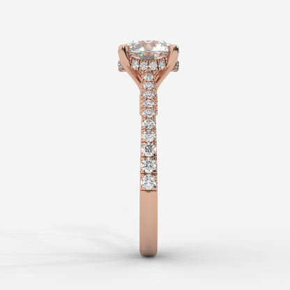 Elena Cathedral Hidden Halo Ring - Round - AYKA JEWELS