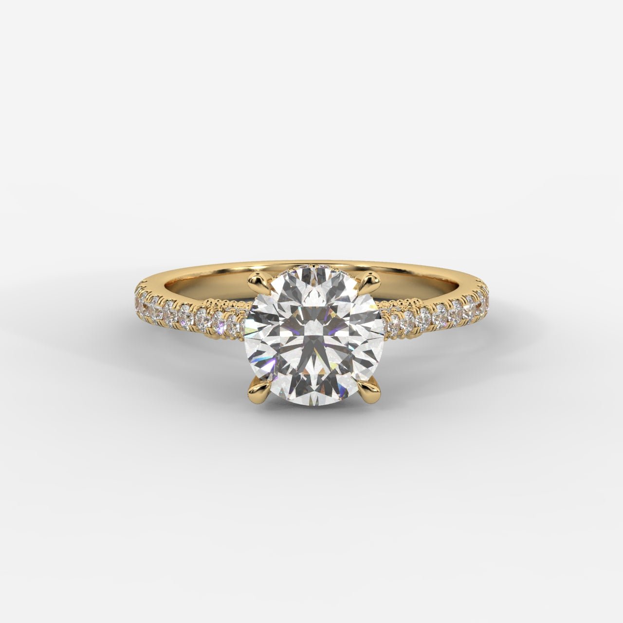 Elena Cathedral Hidden Halo Ring - Round - AYKA JEWELS