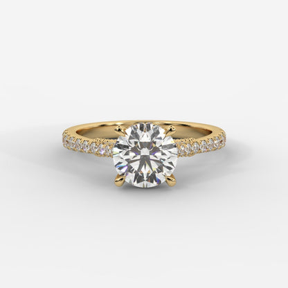 Elena Cathedral Hidden Halo Ring - Round - AYKA JEWELS