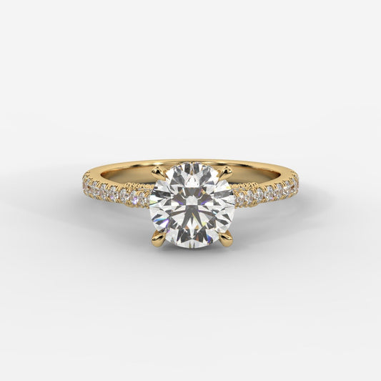 Elena Cathedral Hidden Halo Ring - Round - AYKA JEWELS