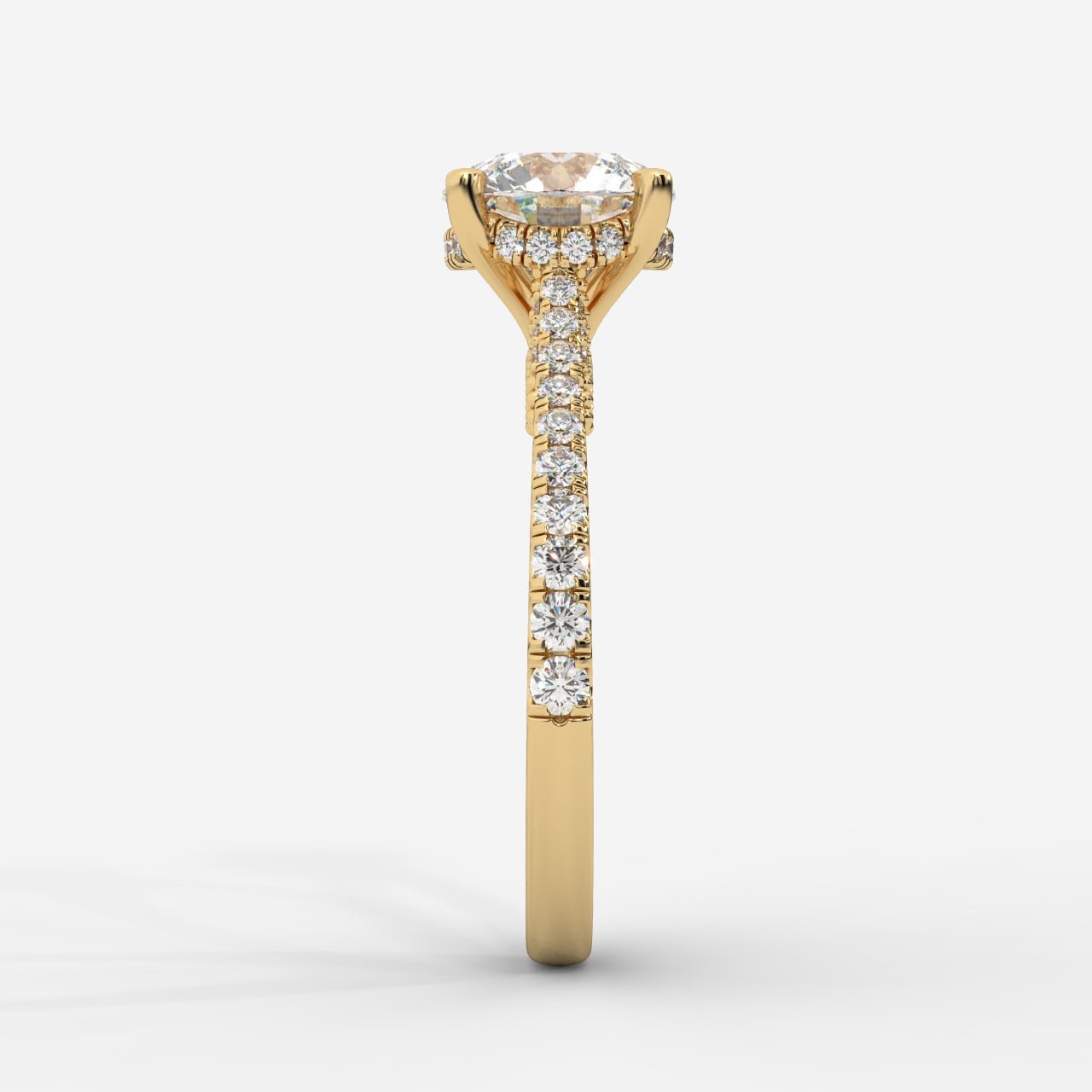 Elena Cathedral Hidden Halo Ring - Round - AYKA JEWELS