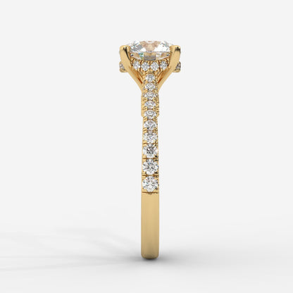 Elena Cathedral Hidden Halo Ring - Round - AYKA JEWELS